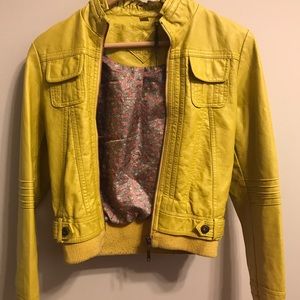 Mustard Yellow Fake Leather Jacket